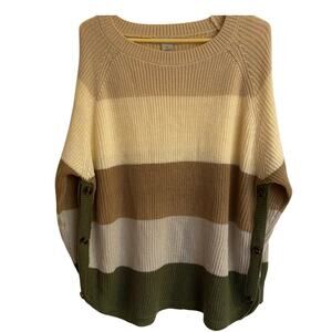 Poppy and Whimsy Cozy Warm Cottagecore Striped Oversized Sweater Size 2XL